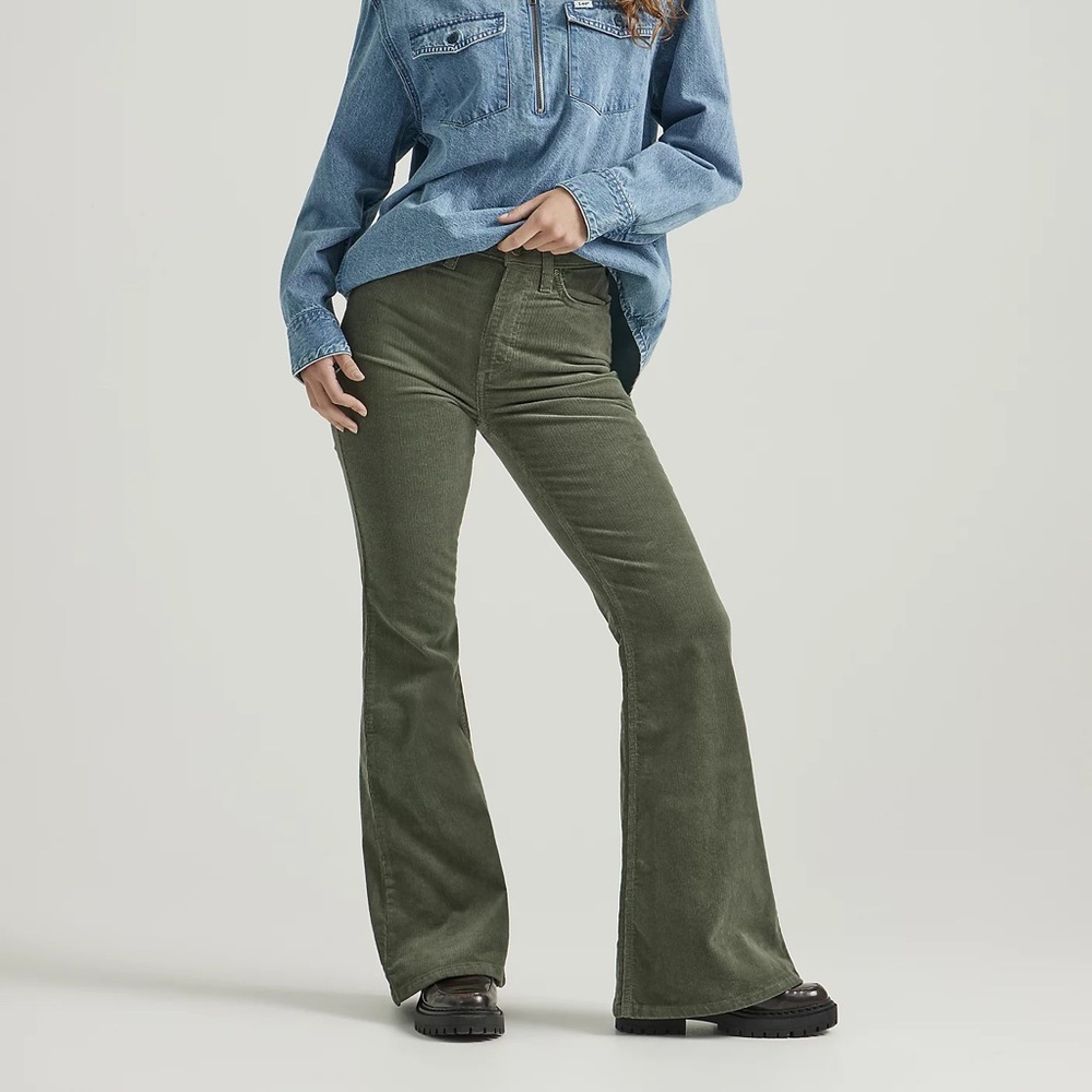 Lee Olive Green Boot Cut Flared Pants